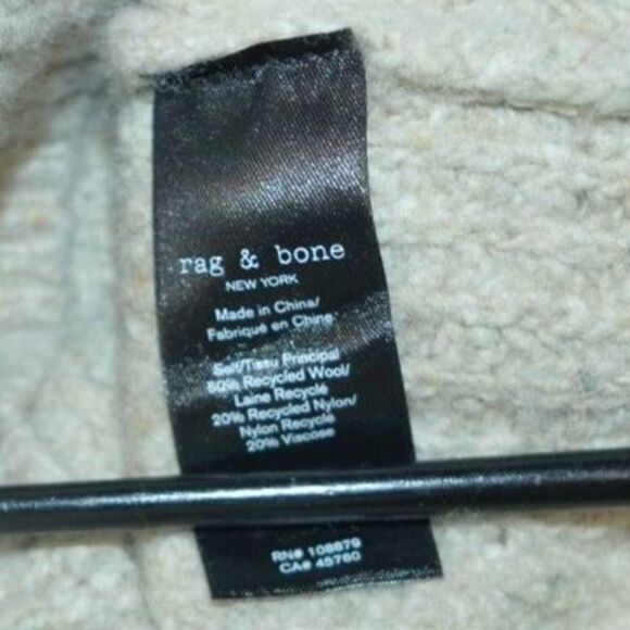 Rag & Bone Eco Donegal V-Neck Wool Blend Slouchy Pointelle Pullover Sweater XXS - Picture 8 of 9